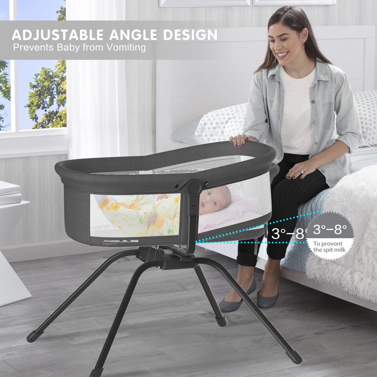 ANGELBLISS Portable Baby Bassinet BN01 adjustable angle design