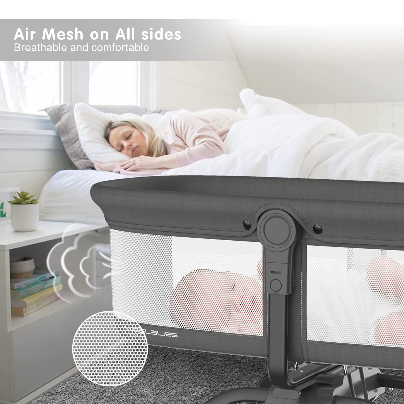 ANGELBLISS Portable Baby Bassinet BN01 air mesh on all sides