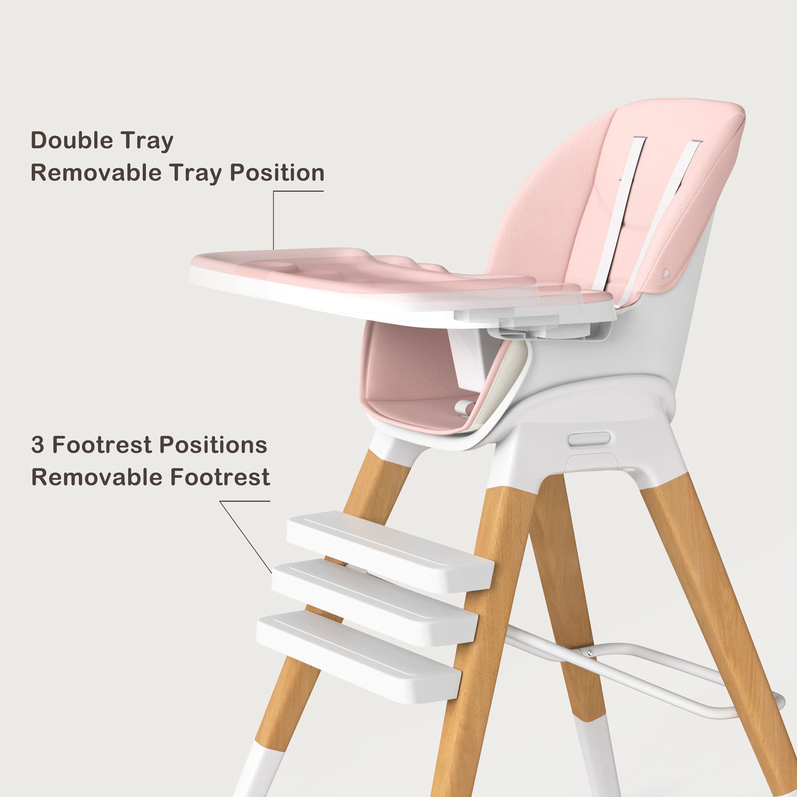 Adjustable High 8 in 1 Baby High chair BCH01 pink1