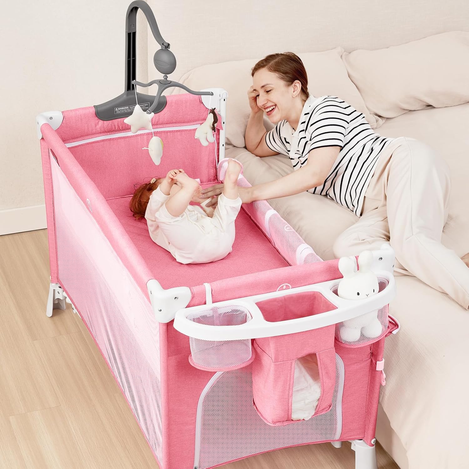 5 in 1  Easy Folding Baby Bassinet, Bedside Crib & Playpen BN05