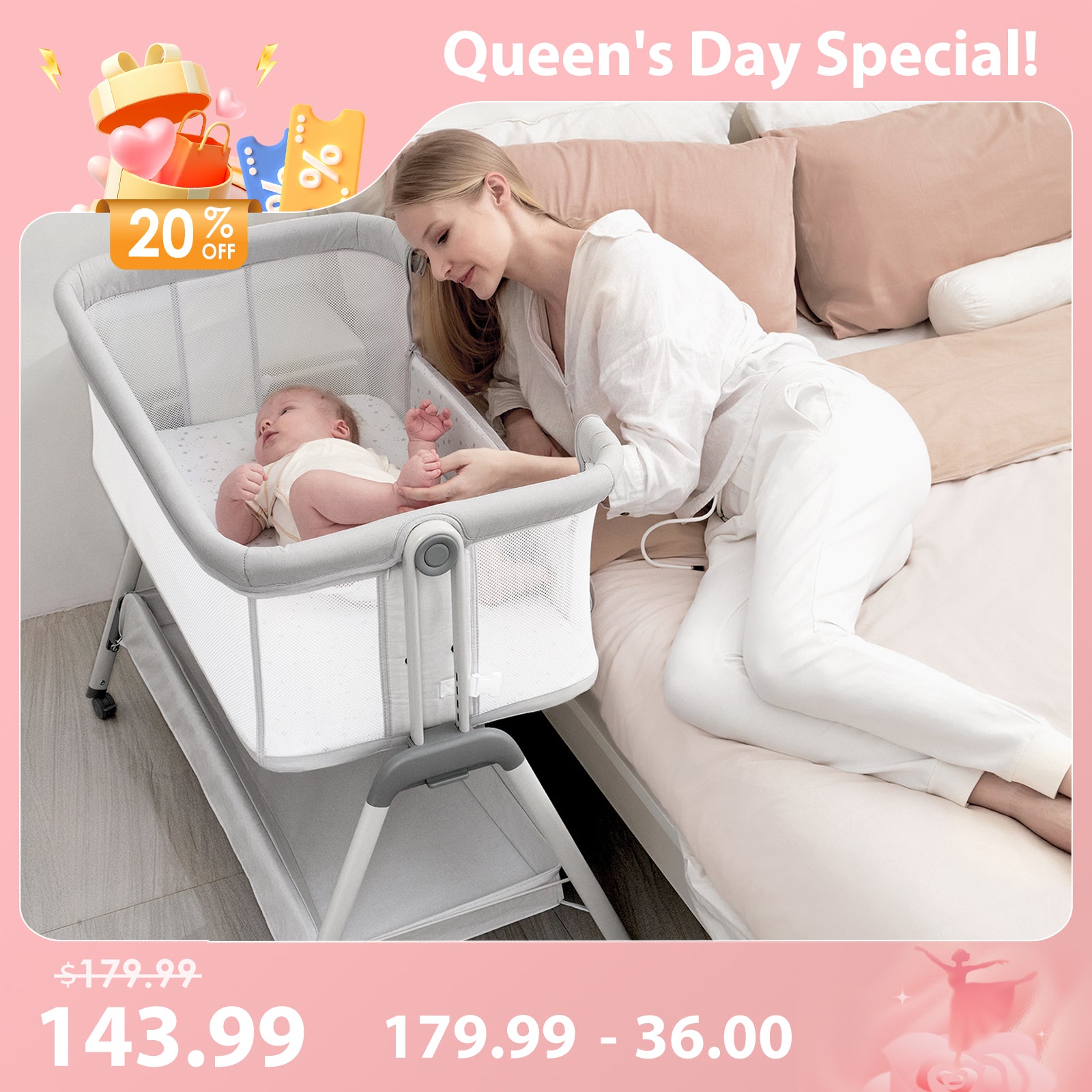 Baby Bedside Portable Bassinet BN02