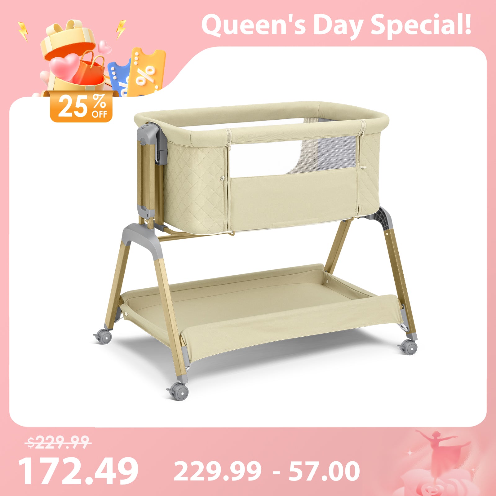 3 in 1 Baby Bassinet, Rocking Bassinet BN08