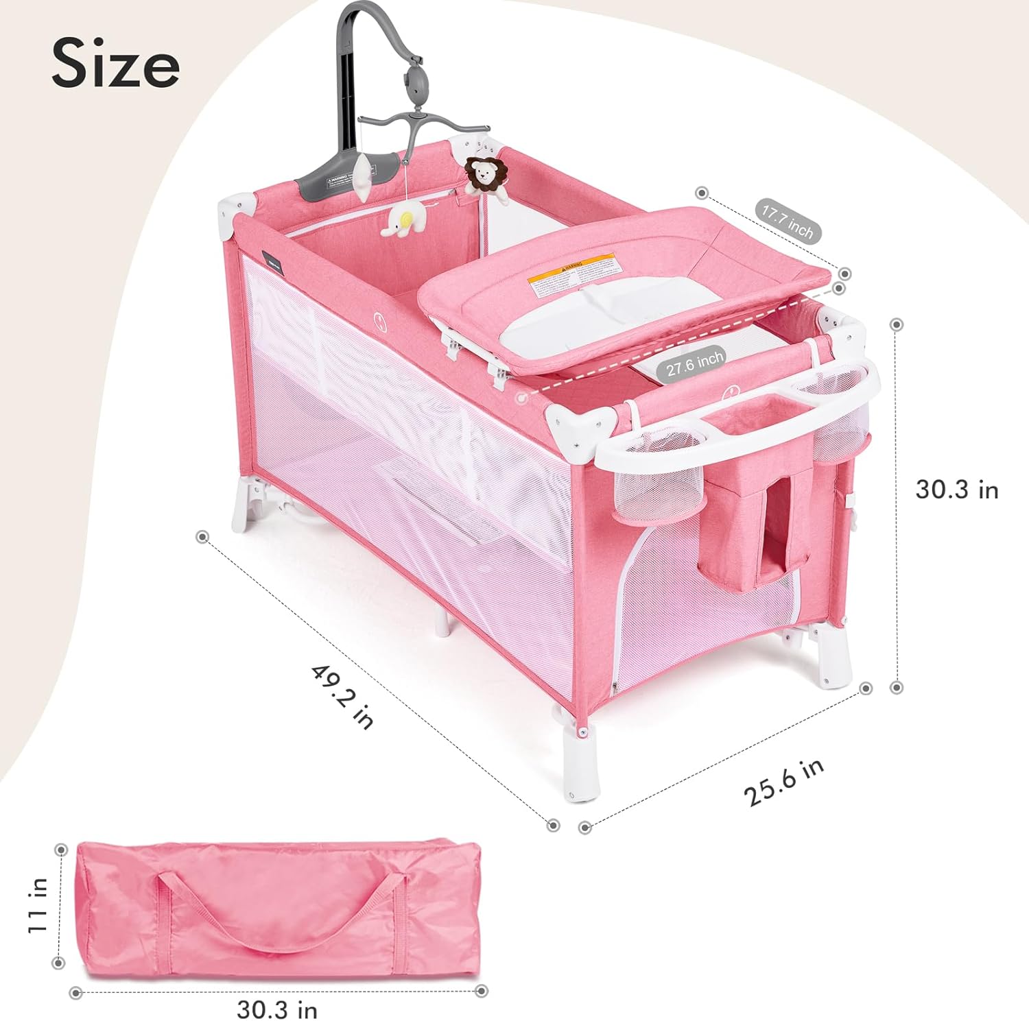 5 in 1  Easy Folding Baby Bassinet, Bedside Crib & Playpen BN05