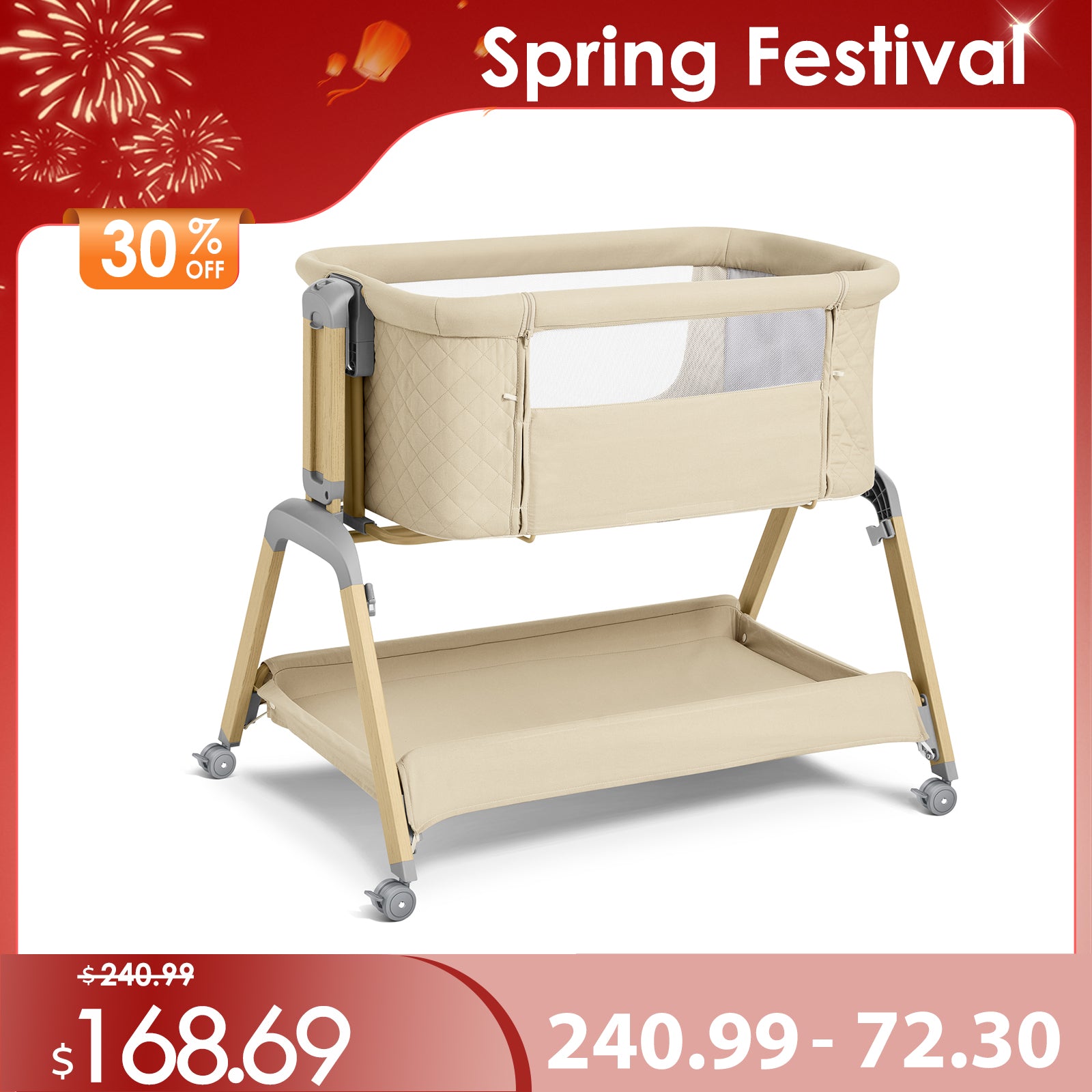 3 in 1 Baby Bassinet, Rocking Bassinet BN08