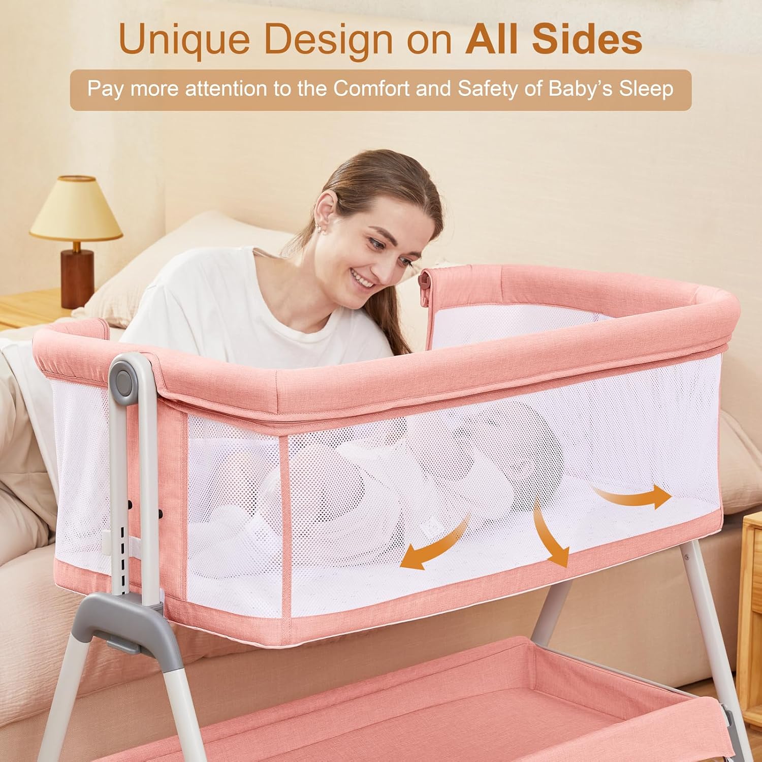 ANGELBLISS_baby_bassinet_pink_BN06_unique_design_on_all_sides