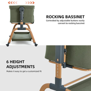 Angelbliss 3 In 1 Baby Rocking Bassinet BN03 Green Rocking and Adjust