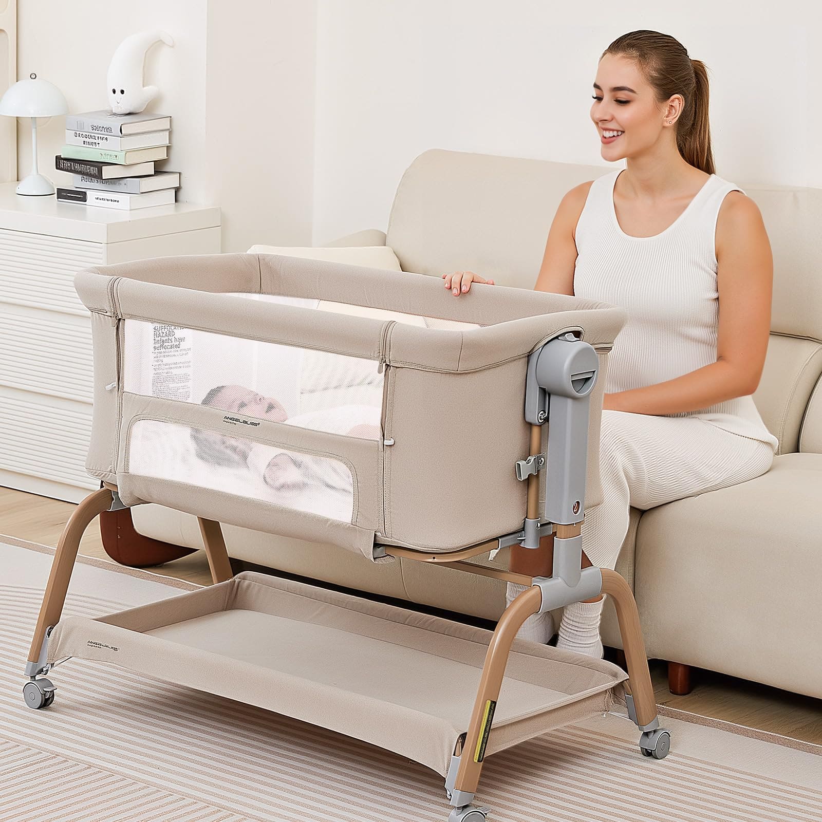 Angelbliss 3 In 1 Baby Rocking Bassinet BN03 Khaki